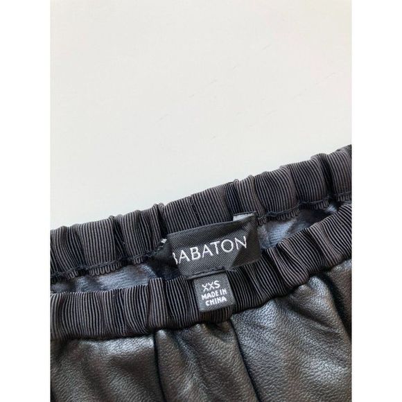 Aritzia BABATON Black Vegan Leather Grosgrain Trim Circle Mini Skirt, Size XXS - Picture 7 of 10